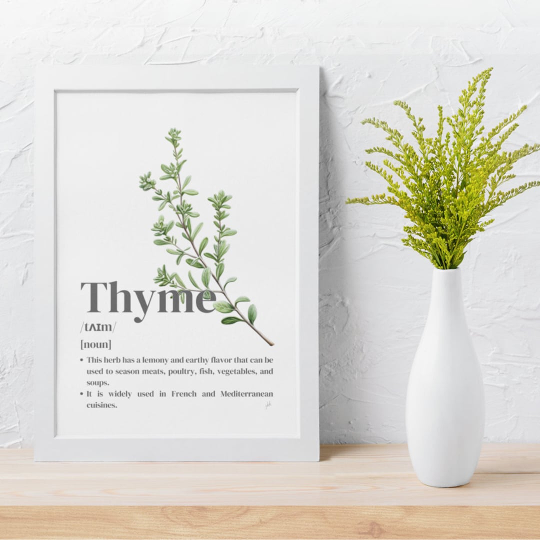Thyme Definition Print for the Modern Farmhouse Kitchen. Etsy