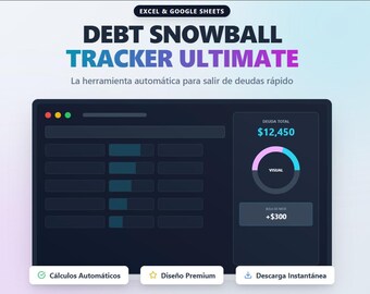 Debt Snowball Spreadsheet Excel | Debt Payoff Tracker | Credit Card Calculator | Financial Freedom Planner | Debt Template Spanish