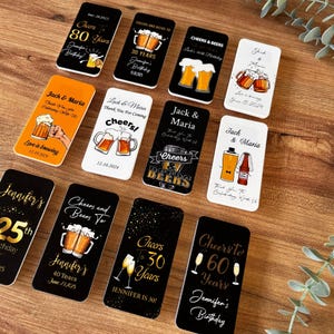 Personalized Magnet Bottle Opener, Custom Party Gifts, Birthday Favor, 30th, 35th, 40th, 50th, 60th, 70th, 80th, Black Gold Themed,
