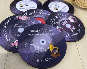 Bulk Wedding Personalized Wedding Favors, Party Favor, Vintage Wooden Records, Plak Magnets, Record Magnet, Gramophone, Record Themed