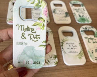 Aangepaste bruiloft flesopenermagneten, gepersonaliseerde feestbedankjes, gegraveerde souvenirs