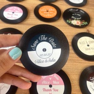 Bulk Wedding Personalized Wedding Favors, Party Favor, Vintage Wooden Records, Plak Magnets, Record Magnet, Gramophone, Record Themed,