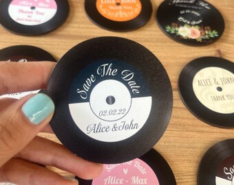 Bulk Wedding Personalized Wedding Favors, Party Favor, Vintage Wooden Records, Plak Magnets, Record Magnet, Gramophone, Record Themed,