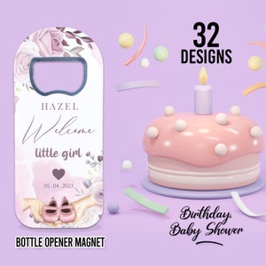 Birthday Favors, Custom Baby Girl Gifts, Welcome Baby Bottle Opener Magnet, Baby Shower Favors Girl, Baby Shower Gift For Guest,