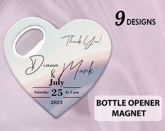 Bottle Opener Wedding Favors,Heart Shaped Fridge Magnet, Personalized Wedding Favors For Guest