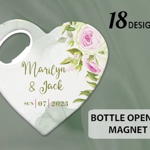 Custom Bottle Cap Opener Fridge Magnet, Wedding Thank You Favor, Personalized Engagement Favor, Birthday Thank You Favor, Save The Date