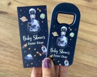 Custom Birthday favors, Birthday Gift Magnet, Magnetic Bottle Opener, Space Themed Birthday, Baby Shower Favors,