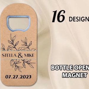 Custom Wedding Favor Magnet, Wedding Souvenir For Guests, Wedding Favors, Save The Date Magnets, Kraft Themed, Magnetic Bottle Openers,