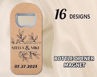 Aangepaste kraft-bedankje, flesopenermagneet, bewaar deze datum