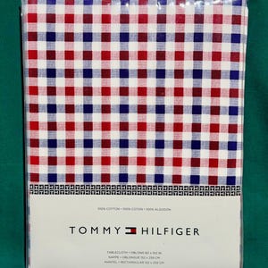 Vintage Tommy Hilfiger Tablecloth Red White & Blue Checkered 60x102 Rectangular NOS