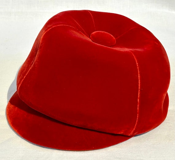 Red Velvet Jockey Hat Noreen Fashion Velour Small… - image 1