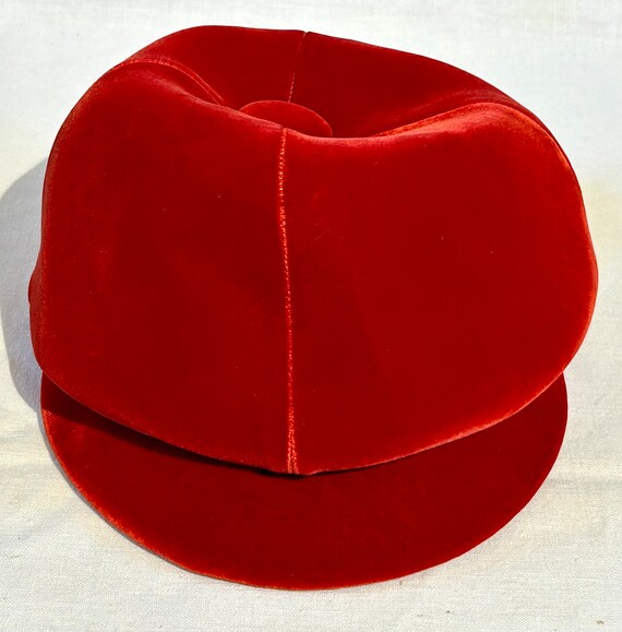 Red Velvet Jockey Hat Noreen Fashion Velour Small… - image 3
