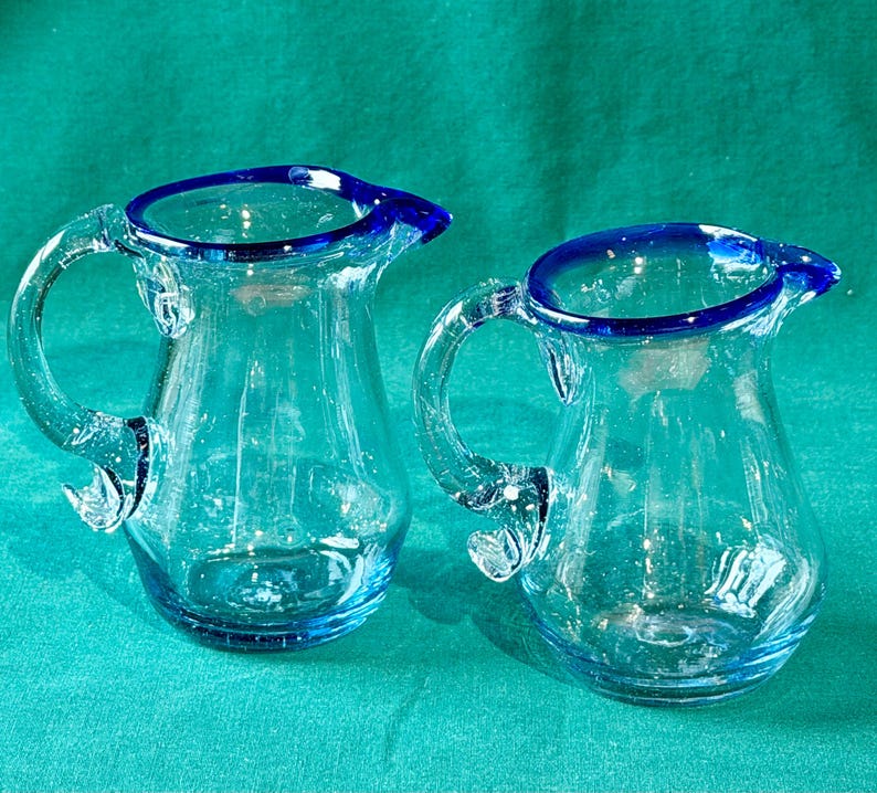 Mexican Hand-blown Glass Cobalt Blue Pitcher 4