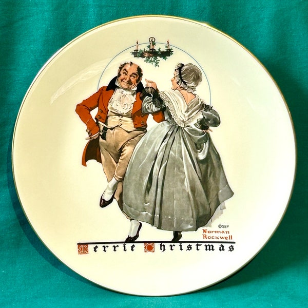 1983 Gorham Norman Rockwell Plate Merrie Christmas Dancers Limited Edition #7079