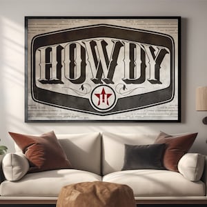 HOWDY Print | Retro | Howdy Sign | Western Decor | Howdy Wall Art | Howdy Typography Art Print, Southwestern Wall Art, Modern Design Poster