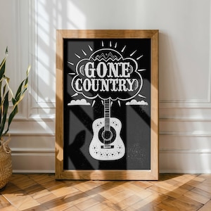 Gone Country Grafikdruck, Western-Dekor, Cowboy-Wandkunst, modernes vielseitiges Plakat, Boho-Wandkunst, Illustrationsdruck