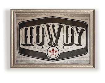 Impresión artística tipográfica "Howdy": decoración de pared retro del suroeste