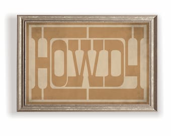Howdy Print: Southwestern Gold Typography Art, Western Decor