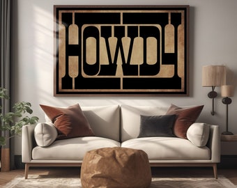 Impresión Howdy: Arte tipográfico del suroeste, decoración moderna del oeste