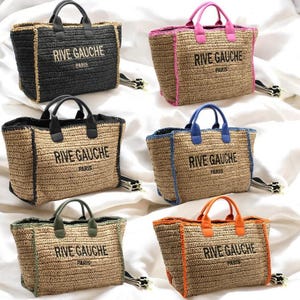 Sac cabas tissé bicolore CROCHET RIVE GAUCHE 6 coloris
