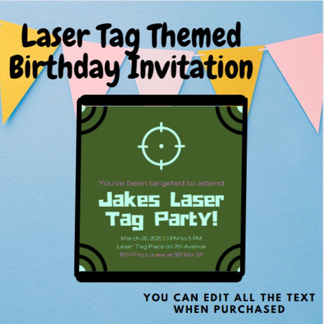 EDITABLE Laser Tag Birthday Invitation Laser Tag Party Etsy