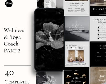 Yoga und Wellness Coach Ästhetische Instagram Posts Bearbeitbare Canva Vorlagen, Social Media Achtsamkeit Selbstfürsorge Wohlbefinden Mindset und Gesundheit