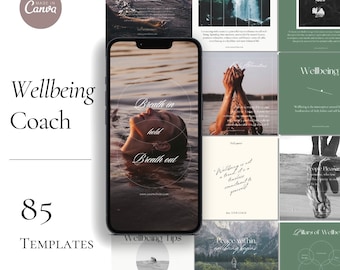 Welzijnscoach, gezondheids- en welzijnscoach, mentale gezondheidscoach, holistische coach, Canva-sociale media, Instagram-sjabloon, levenscoach, gezondheid