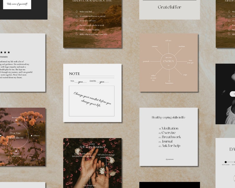 IDEAL FOR:
-Nutrition Coaches
Coaching
-Health Coaches
-Life Coaches
-Self Care Coaches
-Self Help Coaches
-Yoga Teachers
-Creative content
Creative posts

Instagram Premium Templates for coaches.
Contains Carousel Posts.
Creative design.
