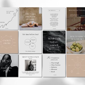 IDEAL FOR:
-Nutrition Coaches
Coaching
-Health Coaches
-Life Coaches
-Self Care Coaches
-Self Help Coaches
-Yoga Teachers
-Creative content
Creative posts

Instagram Premium Templates for coaches.
Contains Carousel Posts.
Creative design.