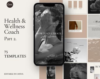 Gezondheids- en welzijnscoach, sociale-mediasjablonen, welzijnscoach, branding, holistische coach Canva-sjabloon sociale media Instagram Levenscoach