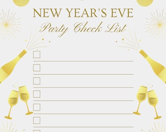 New Year Party Planner Check List & Shopping List Digital Printable PDF