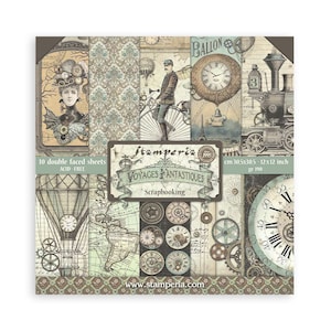 Stamperia 12X12 Paper Pad 10 Sheets - Voyages Fantastiques