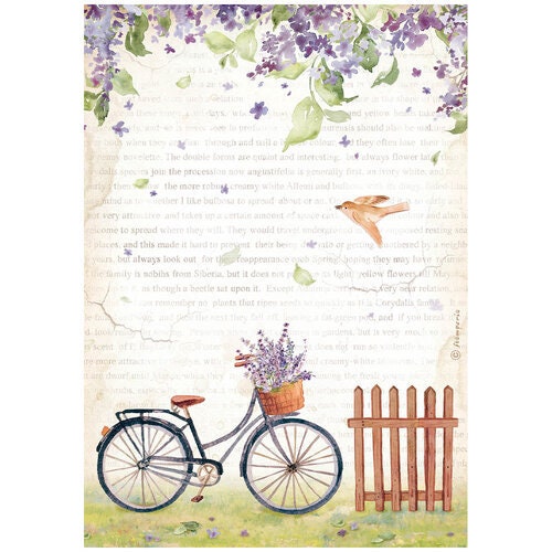 Stamperia - A4 Rice paper - Create Happiness Welcome Home - Bicycle