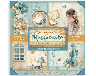 Stamperia- Single Face - 12X12 Scrapbooking Pad 22 sheets -  Masquerade