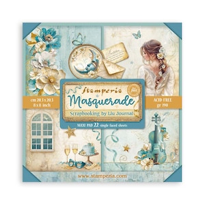 Stamperia- Single Face - 8 x8 Scrapbooking Pad 22 sheets -  Masquerade
