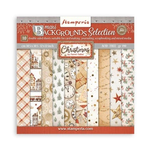 Stamperia - 12X12 Paper Pad - Maxi Background Selection - Gear up for Christmas