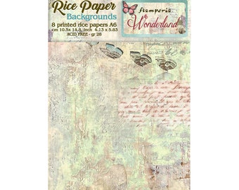 Stamperia Selection 8 Rice paper A6 backgrounds - Wonderland
