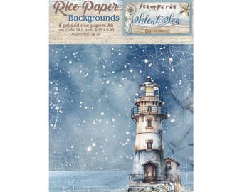 Stamperia Selection 8 Rice paper A6 backgrounds - Silent Sea