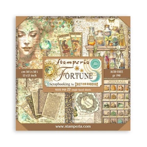 Stamperia- Single Face - 12X12 Scrapbooking Pad 22 sheets - Fortune