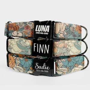 Floral Dog Collar: Personalized Laser Engraved Pet Collar