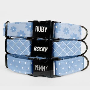 Floral Personalized Dog Collar: Laser Engraved Custom Canvas Collar, Handmade Pet ID