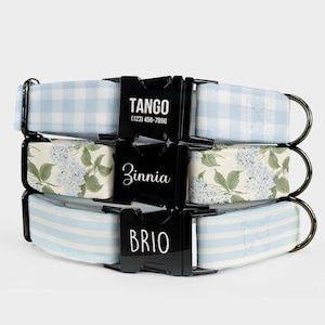 Personalized Dog Collar | Custom Name Engraved Dog Collar | Cottage Core Collar Leash Set | Floral Puppy Collar | Dog Mom Gift | Name ID Tag