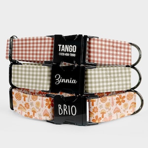 Retro Gingham Dog Collar Leash Set: Engraved ID Buckle, Personalized Pet Gift