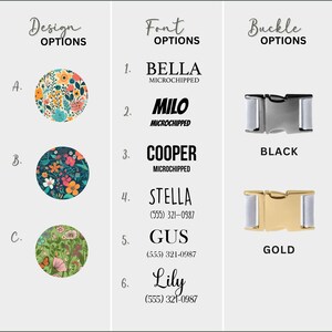 Floral Custom Dog Collar: Engraved Name, Adjustable Canvas Collar image 3