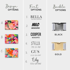 Watercolor Floral Dog Collar w/ Custom Engraved Name | Personalized New Puppy Gift | Spring Summer Flower Adjustable Girl Collar | Leash Set