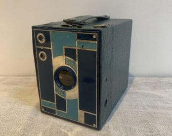 Eastman Kodak Beau Brownie NO 2 Art Deco Camera Teal Turquoise - Petit Format