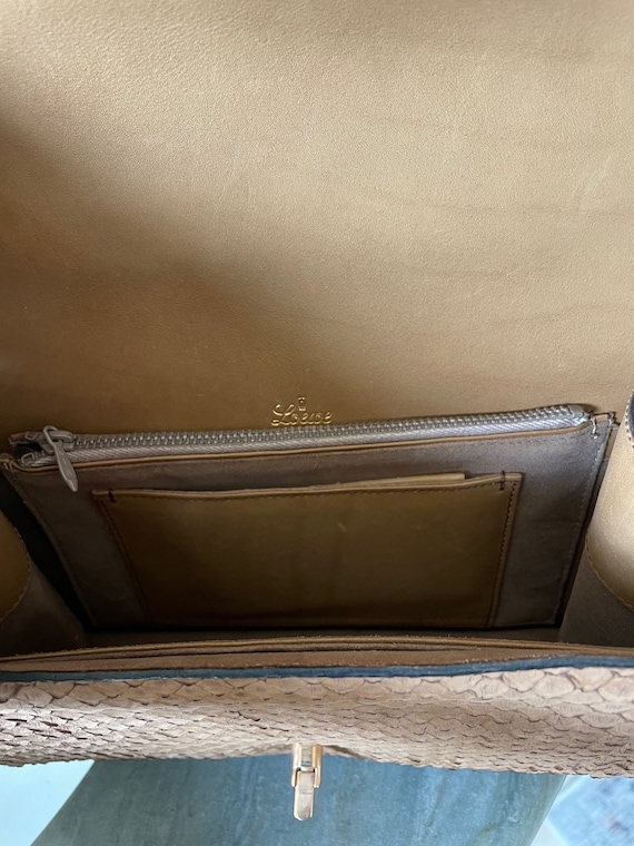 Vintage Loewe 1950's python satchel with matching… - image 3