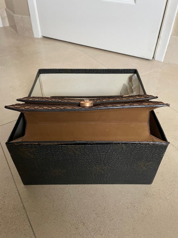 Vintage Loewe 1950's python satchel with matching… - image 7