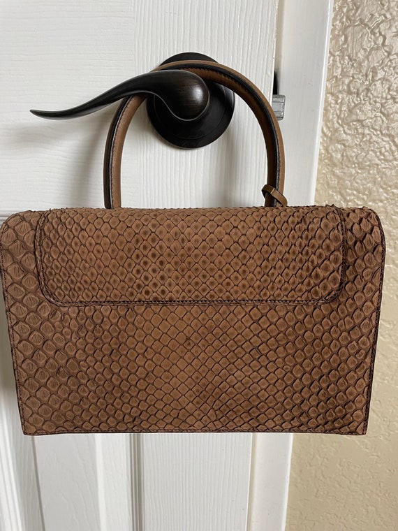 Vintage Loewe 1950's python satchel with matching… - image 5