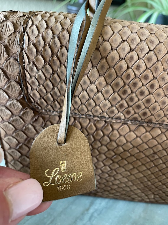 Vintage Loewe 1950's python satchel with matching… - image 2